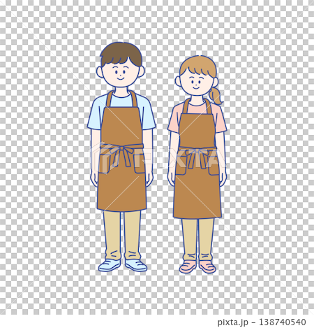身穿圍裙的男女全身插圖 138740540