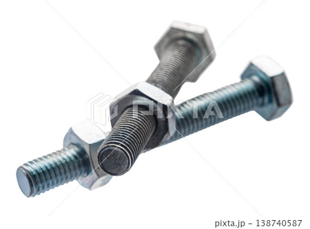 construction bolts close-up on a white isolated background construction bolts close-up on a white isolated background 138740587