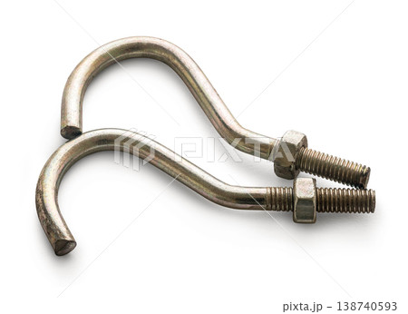 Hook bolt close-up on a white isolated background Hook bolt close-up on a white isolated background 138740593