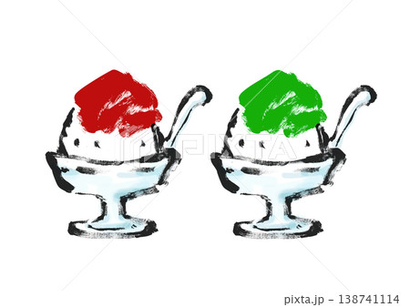 かき氷　筆書きイラスト 138741114