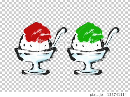 かき氷　筆書きイラスト 138741114