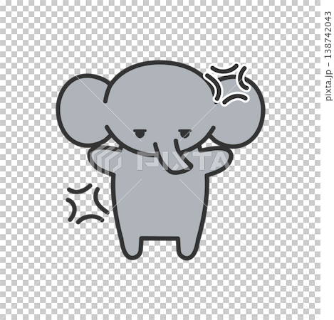 Cute hand-drawn style elephant illustration - angry Cute hand-drawn style elephant illustration - angry 138742043