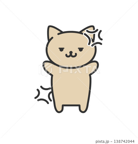 かわいい手書き風ねこのイラスト-怒り 138742044