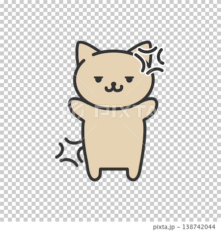 可愛的手繪風格貓咪插畫 - 生氣 138742044