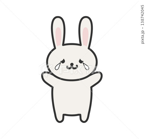 かわいい手書き風うさぎのイラスト-泣き 138742045