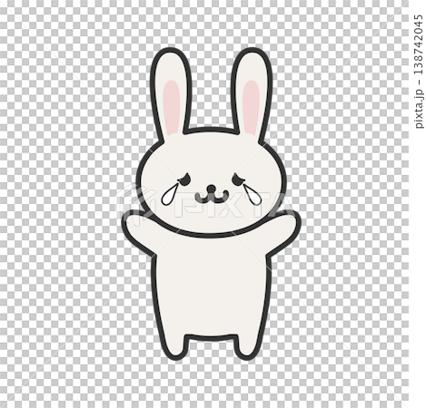 かわいい手書き風うさぎのイラスト-泣き 138742045
