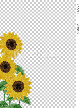 [Sunflower Vertical Frame] Hand-embroidered illustration material 138742274