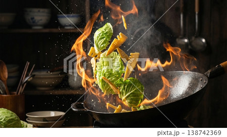 宙を舞う春野菜 138742369