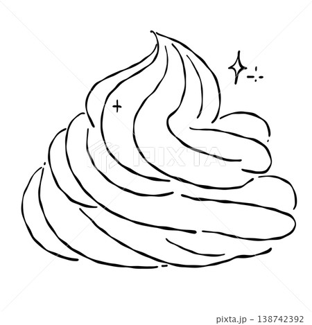 Whipped Cream Swirl Dollop Classic French Chantilly Cream Dessert Topping Elegant Patisserie Bakery Line Art Illustration Whipped Cream Swirl Dollop Classic French Chantilly Cream Dessert Topping Elegant Patisserie Bakery Line Art Illustration 138742392