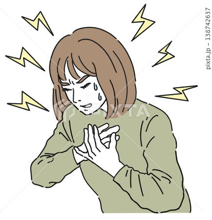 心臓がズキズキと痛んでいる女性のカラーイラスト 心臓がズキズキと痛んでいる女性のカラーイラスト 138742637