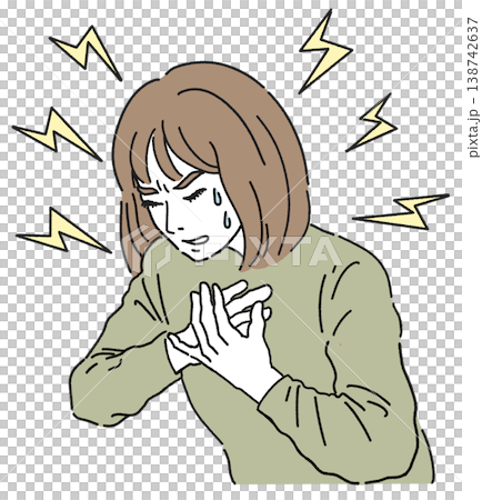 心臓がズキズキと痛んでいる女性のカラーイラスト 心臓がズキズキと痛んでいる女性のカラーイラスト 138742637