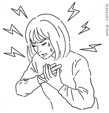 心臓がズキズキと痛んでいる女性のイラスト 138742638