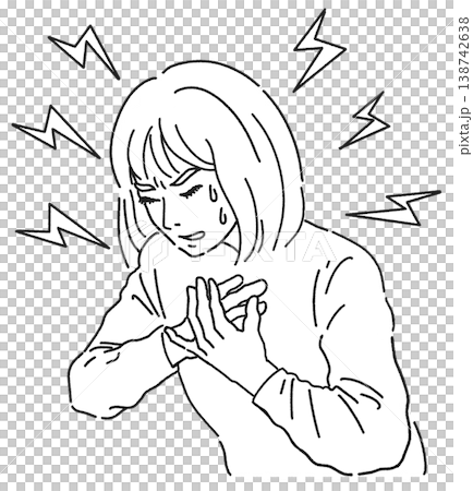 心臓がズキズキと痛んでいる女性のイラスト 138742638