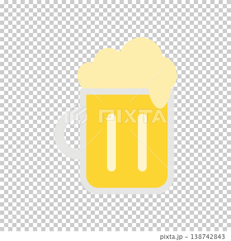 An illustration of draft beer poured into a simple and cute mug. An illustration of draft beer poured into a simple and cute mug. 138742843