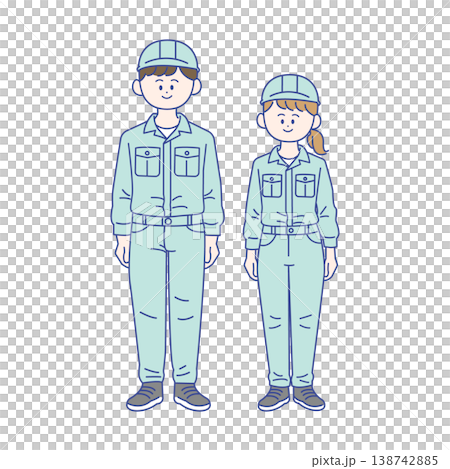 Full-body illustrations of male and female workers Full-body illustrations of male and female workers 138742885