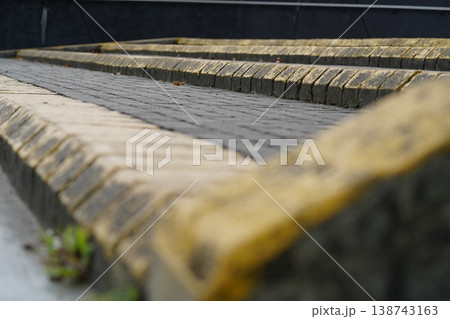 Steps with yellow edges abstract perspective 138743163