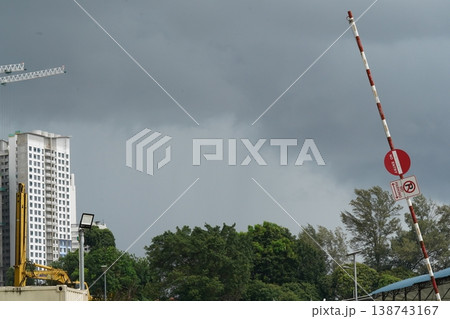 Construction Site Under Stormy Sky Urban Development Project 138743167