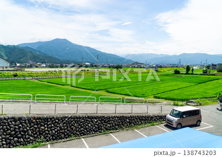 六日町温泉　ほてる木の芽坂からの田園風景　新潟県南魚沼市小栗山 138743203