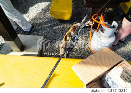 八海山麓スキー場　八海山麓サイクリングターミナル　自分で獲った魚を焼いて食べる　新潟県南魚沼市荒金 138743213