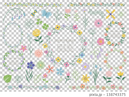 花卉元素向量插圖集 花卉元素向量插圖集 138743375