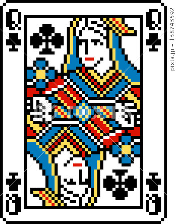ixel Art Style Queen of Clubs Playing Card Design ixel Art Style Queen of Clubs Playing Card Design 138743592