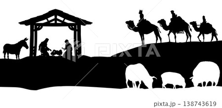 Christmas Nativity Scene Bethlehem Manger Wise Men Christmas Nativity Scene Bethlehem Manger Wise Men 138743619