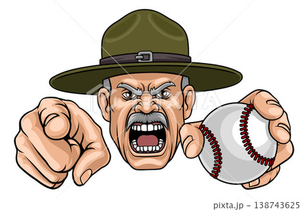 Drill Instructor Sergeant Bootcamp Baseball Mascot 138743625