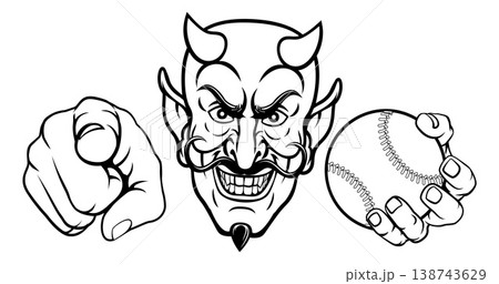 Devil Baseball Ball Sport Team Mascot Illustration 138743629
