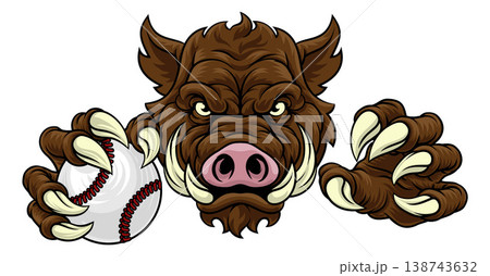 Boar Wild Hog Razorback Warthog Baseball Mascot Boar Wild Hog Razorback Warthog Baseball Mascot 138743632