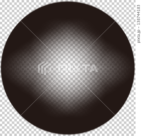 A round halftone material with small, vertically elongated, glittery monochrome marks forming a circle. 138744183
