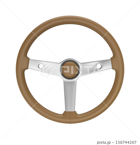 Brown leather retro sports car steering wheel Brown leather retro sports car steering wheel 138744207