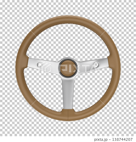Brown leather retro sports car steering wheel Brown leather retro sports car steering wheel 138744207