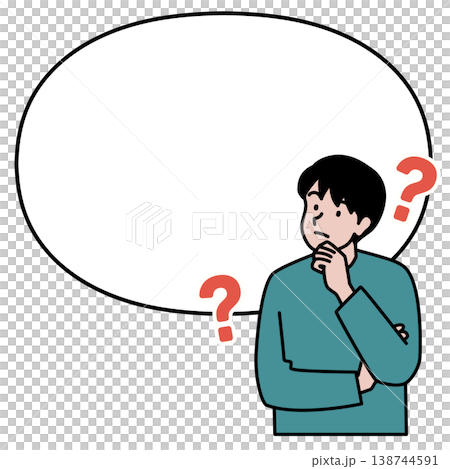考える人（男性）上半身と吹き出しのベクターイラスト 138744591