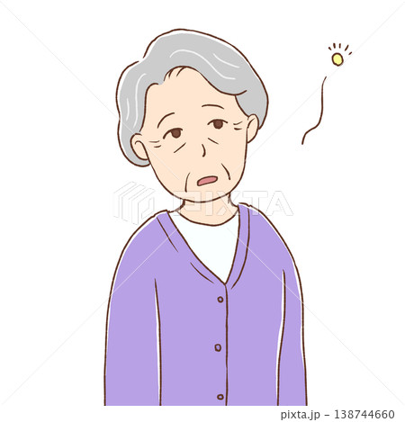 ぼんやりしている顔の高齢女性 ぼんやりしている顔の高齢女性 138744660