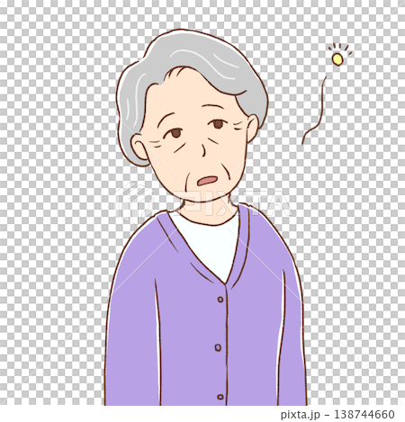 ぼんやりしている顔の高齢女性 ぼんやりしている顔の高齢女性 138744660