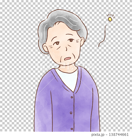 ぼんやりしている顔の高齢女性 138744661