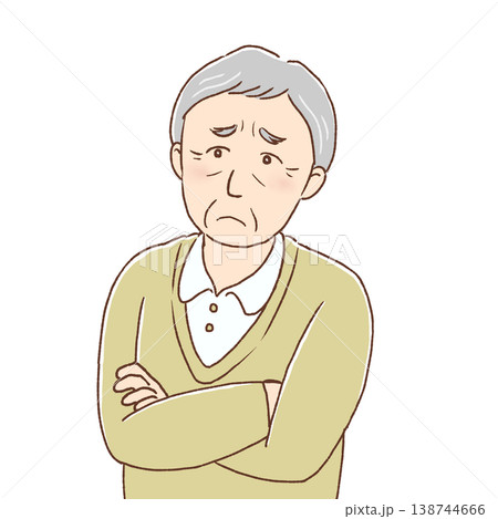 困った顔の高齢男性 138744666