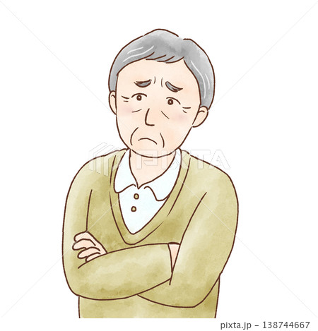 困った顔の高齢男性 困った顔の高齢男性 138744667