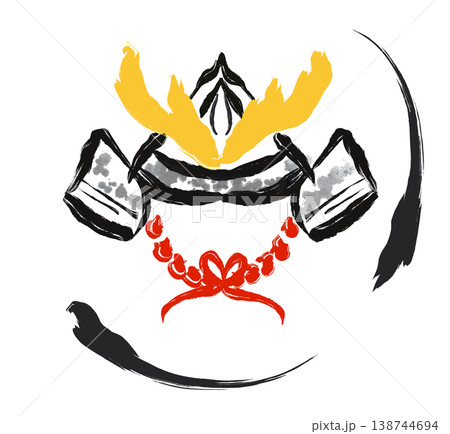 水墨画の兜イラスト 138744694