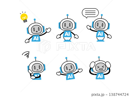 AIロボットのシンプルなベクターイラストセット AIロボットのシンプルなベクターイラストセット 138744724