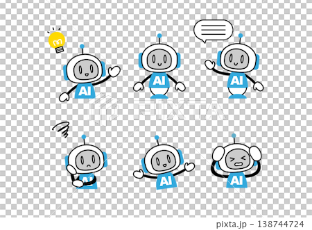 AIロボットのシンプルなベクターイラストセット AIロボットのシンプルなベクターイラストセット 138744724