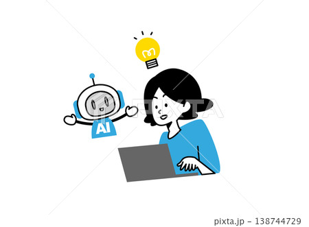 AIで解決する女性のベクターイラスト AIで解決する女性のベクターイラスト 138744729