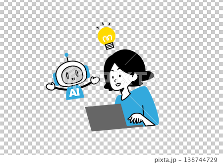 Vector illustration of a woman solving a problem with AI Vector illustration of a woman solving a problem with AI 138744729