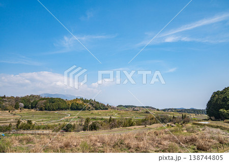 滋賀県大津市仰木　春の棚田風景 138744805