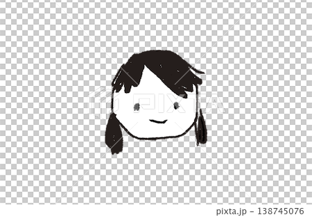 Hand-drawn crayon-style illustration of a girl's face (colored in dark brown) Hand-drawn crayon-style illustration of a girl's face (colored in dark brown) 138745076