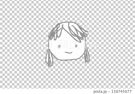 手描きクレヨン風・女の子の顔イラスト(グレー線) 手描きクレヨン風・女の子の顔イラスト(グレー線) 138745077