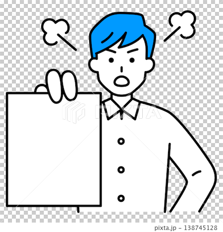 A young man shows the documents and gets angry. 138745128