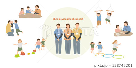 子どもの発達支援と療育活動のシーンセット 子どもの発達支援と療育活動のシーンセット 138745201