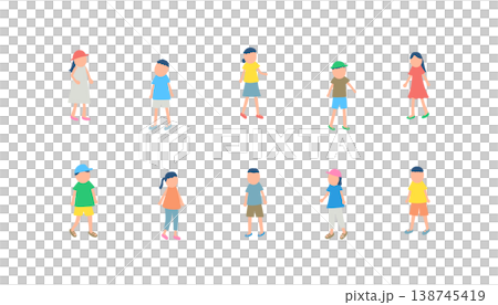 Illustration set of children spending summer 138745419