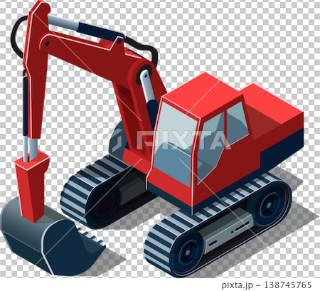 Isometric industrial excavator construction vehicle illustration Isometric industrial excavator construction vehicle illustration 138745765